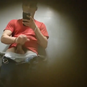 Caught from under stall while wanking in toilet | Daily Dudes @ Dude Dump