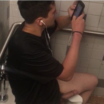 Guy caught jerking in the public toilet | Daily Dudes @ Dude Dump