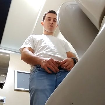 Handsome college dude pissing in public toilet | Daily Dudes @ Dude Dump