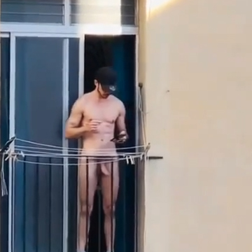 Horny neighbour naked on the balcony | Daily Dudes @ Dude Dump