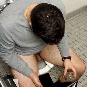Spy on a horny dude in a public toilet | Daily Dudes @ Dude Dump