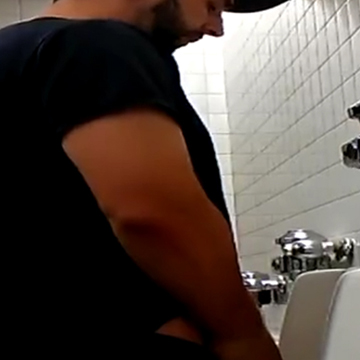 Spy on this guy with fat dick peeing at urinal | Daily Dudes @ Dude Dump
